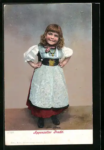 AK Freches Mädchen in Appenzeller Tracht