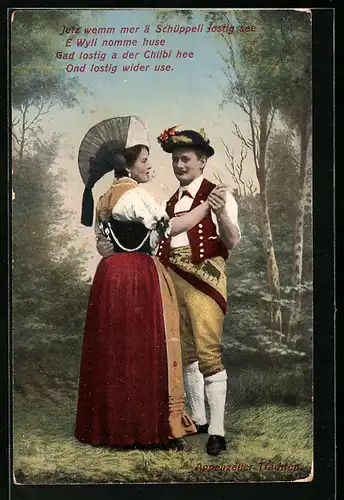 AK Tanzendes Paar in Appenzeller Tracht