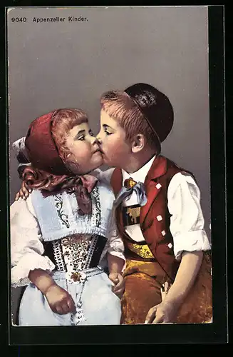 AK Niedliches Appenzeller Kinderpaar in Trachtenkleidung