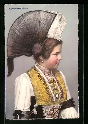 AK Schönes Appenzeller Mädchen in Tracht