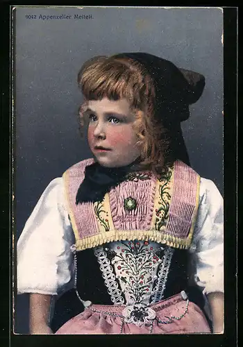 AK Niedliches Appenzeller Meiteli in Trachtenkleid
