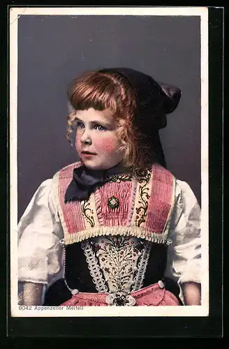 AK Niedliches Appenzeller Meiteli in Trachtenkleid