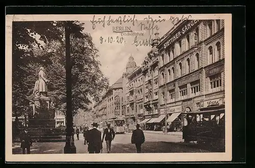 AK Berlin, Dönhoffplatz mit Denkmal und Strassenbahn