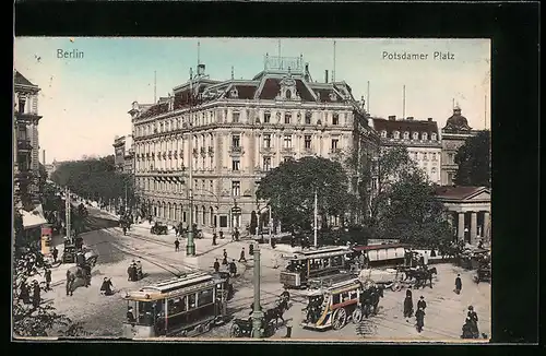 AK Berlin-Tiergarten, Strassenbahnen auf dem Potsdamer Platz