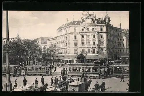 AK Berlin-Tiergarten, Potsdamer Platz mit Strassenbahnverkehr