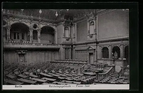 AK Berlin-Tiergarten, Reichstagsgebäude, Plenar-Saal