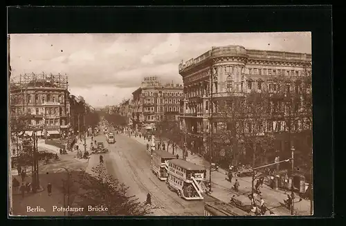 AK Berlin-Tiergarten, Strassenbahnen auf dem Potsdamer Platz