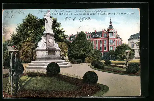 AK Frankenberg i. Sa., am Siegesdenkmal und Blick nach der Humboldstrasse