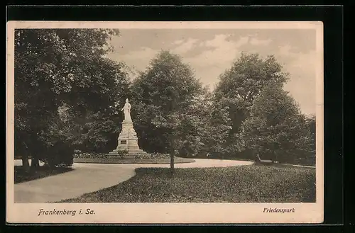 AK Frankenberg i. Sa., im Friedenspark, am Siegesdenkmal