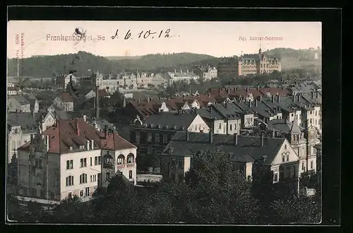 AK Frankenberg i. Sa., Blick über die Dächer der Stadt zum kgl. Lehrer-Seminar