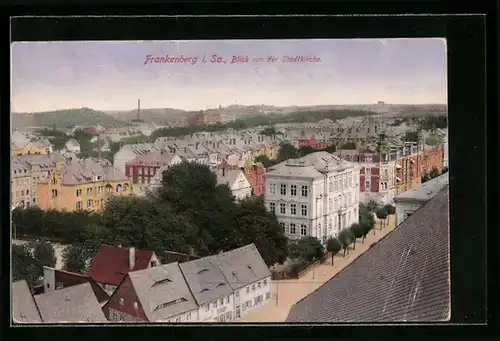 AK Frankenberg i. Sa., Blick von der Stadtkirche über die Dächer der Häuser