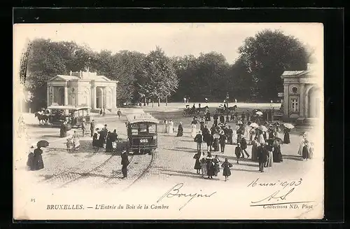 AK Bruxelles, l'Entrée du Bois de la Cambre, Tramway