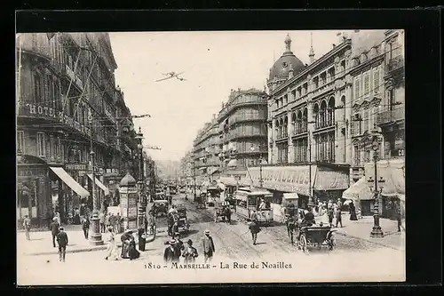 AK Marseille, la Rue de Noailles et Tramways