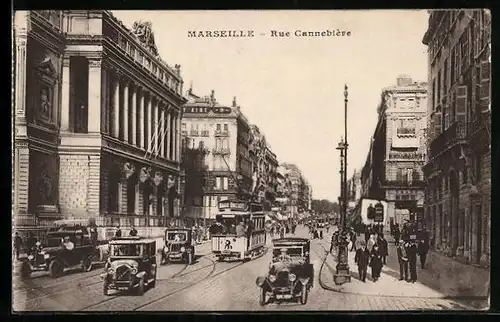 AK Marseille, Rue Cannebière et Tramway
