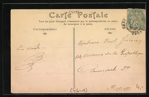 AK Lyon, La Place Carnot et Tramways