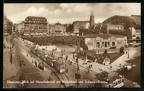 AK Hamburg, Strassenbahnen und Hauptbahnhof