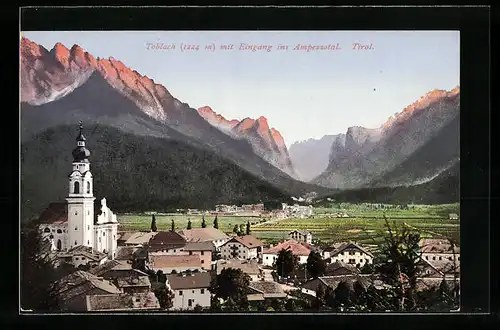 AK Toblach, Totale mit Eingang ins Ampezzotal