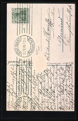 AK Stuttgart, Wochenmarktstände vor dem Rathaus