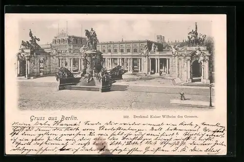 AK Berlin, vor dem Denkmal Kaiser Wilhelm des Grossen