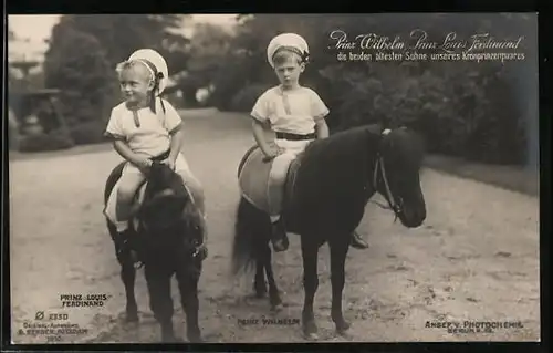 AK Prinz Wilhelm und Prinz Louis Ferdinand, Die beiden ältesten Söhne des Kronprinzenpaares