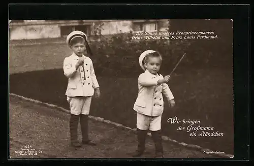 AK Die Söhne des Kronprinzenpaares, Prinz Wilhelm und Prinz Louis Ferdinand