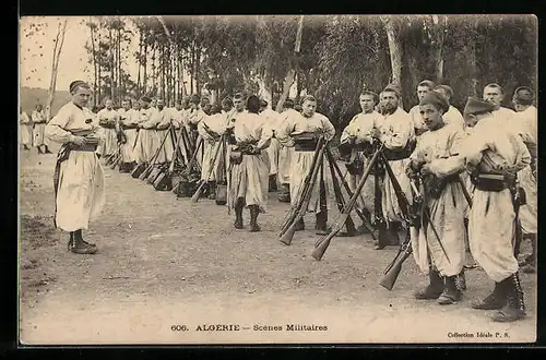 AK Algérie, Scènes Militaires, Arabische Soldaten