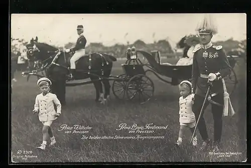 AK Prinz Wilhelm von Preussen und Prinz Louis Ferdinand von Preussen, Die beiden ältesten Söhne des Kronprinzenpaares