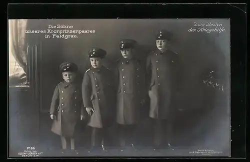 AK Die Söhne des Kronprinzenpaares Wilhelm von Preussen in Feldgrau