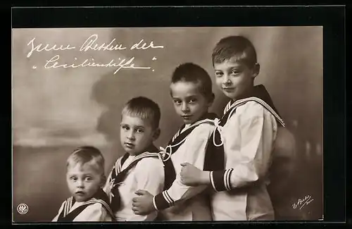 AK Die Söhne des Kronprinzenpaares Wilhelm von Preussen