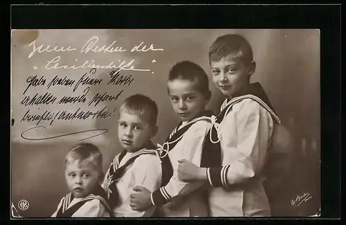 AK Die Söhne des Kronprinzenpaares Wilhelm von Preussen