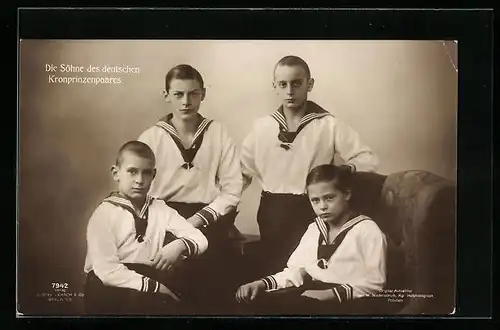 AK Die Söhne des deutschen Kronprinzenpaares Wilhelm von Preussen