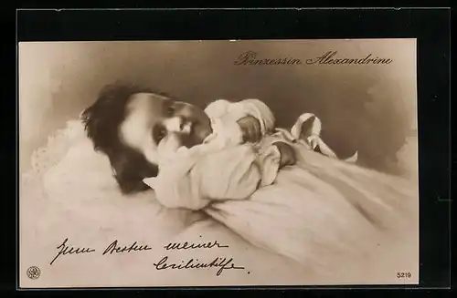 AK Prinzessin Alexandrine im weissen Kleid