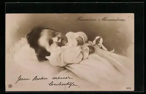 AK Prinzessin Alexandrine im weissen Kleid
