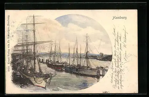 AK Hamburg, Segelschiffe im Hafen