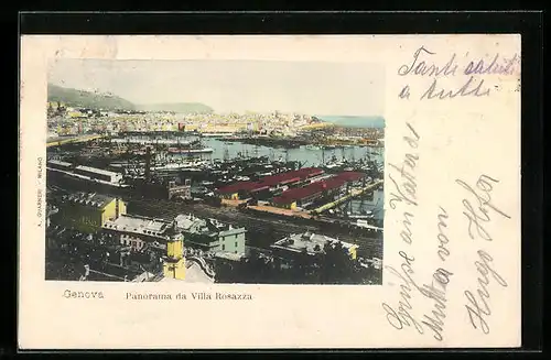 AK Genova, Panorama da Villa Rosazza, Schiffe im Hafen