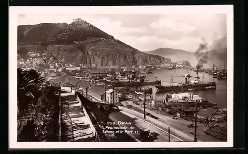 AK Oran, Promenade de Letang et le Port, Blick auf den Hafen und die Schiffe am Quai