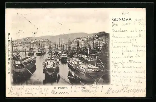 AK Genova, Il Porto, Schiffe im Hafen