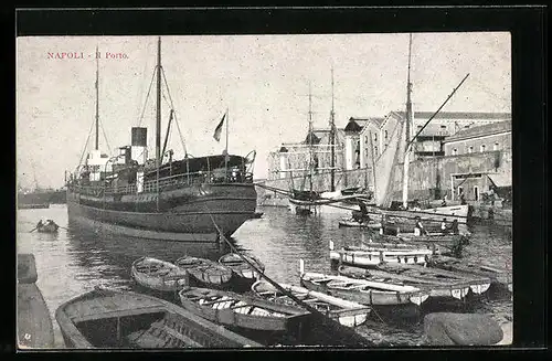 AK Napoli, Il Porto, Schiffe und kleine Boote im Hafen