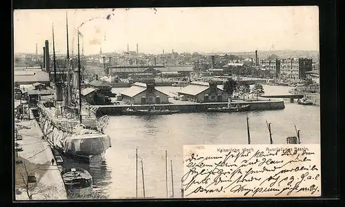 AK Kiel, Kaiserliche Werft, Ausrüstungs Bassin im Hafen