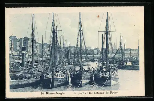 AK Blankenberghe, Le Port et les bateaux de peche, Schiffe im Hafen
