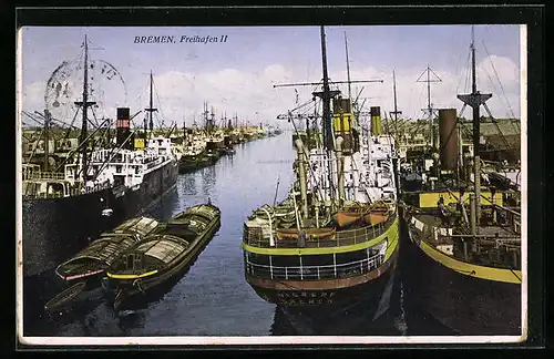 AK Bremen, Schiffe im Freihafen am Quai