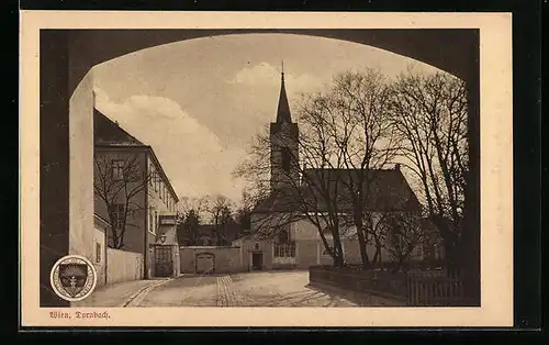 AK Deutscher Schulverein Nr. 567: Wien, Dornbach, Tordurchblick zur Kirche