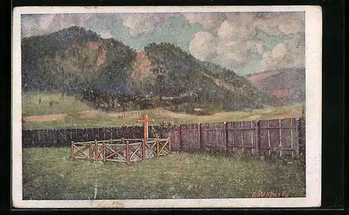 Künstler-AK Deutscher Schulverein Nr. 1217: Roseggers letzte Ruhestätte