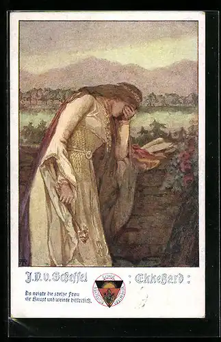Künstler-AK Deutscher Schulverein Nr. 490: J.V. Scheffel, Ekkehard, die stolze Frau weint bitterlich