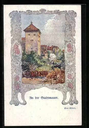 Künstler-AK Deutscher Schulverein Nr. 1241: Stadtansicht an der Stadtmauer