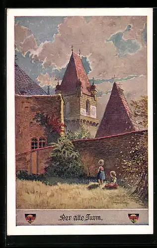 Künstler-AK Deutscher Schulverein Nr. 1180: Kinder am alten Turm