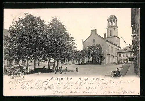 AK Auerbach i. V., die Kirche auf dem Altmarkt
