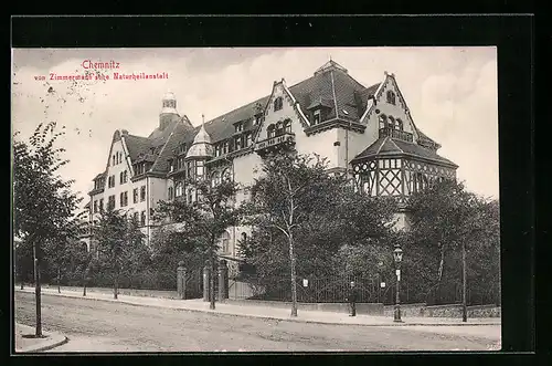 AK Chemnitz, auf der Strasse vor der Zimmermann`schen Naturheilanstalt