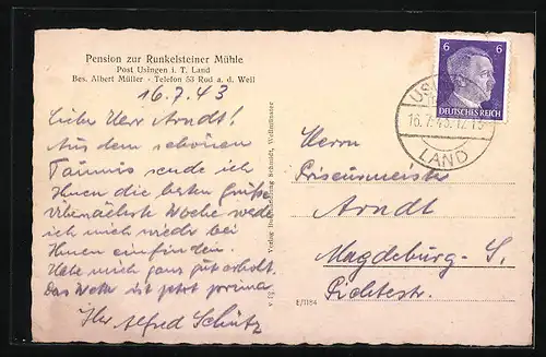 AK Usingen i. T. Land, Pension zur Runkelsteiner Mühle