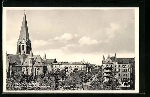 AK Berlin-Wilmersdorf, Partie am Ludwigkirch Platz Ecke Pfalzburger Strasse